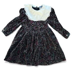 Polly Flinders Vintage Paisley Dress with Lace Collar size 4 toddler
